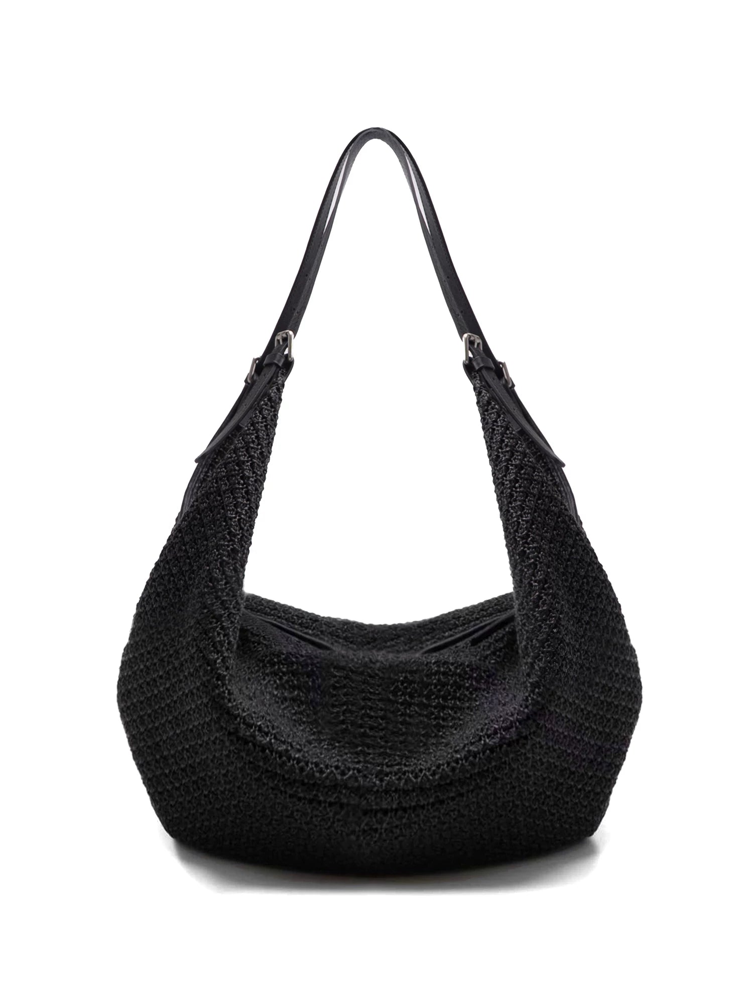 Black Slouchy Knit Shoulder Bag