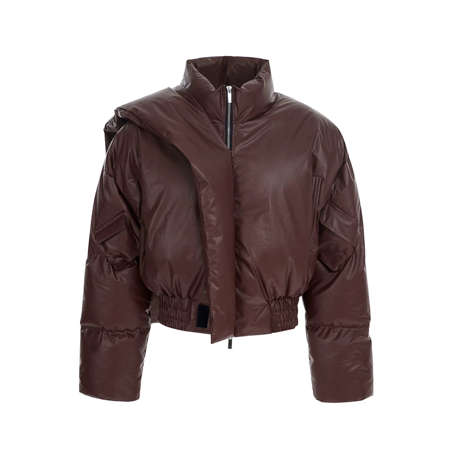 Scarf-Style Oversized Cropped Puffer Jacket