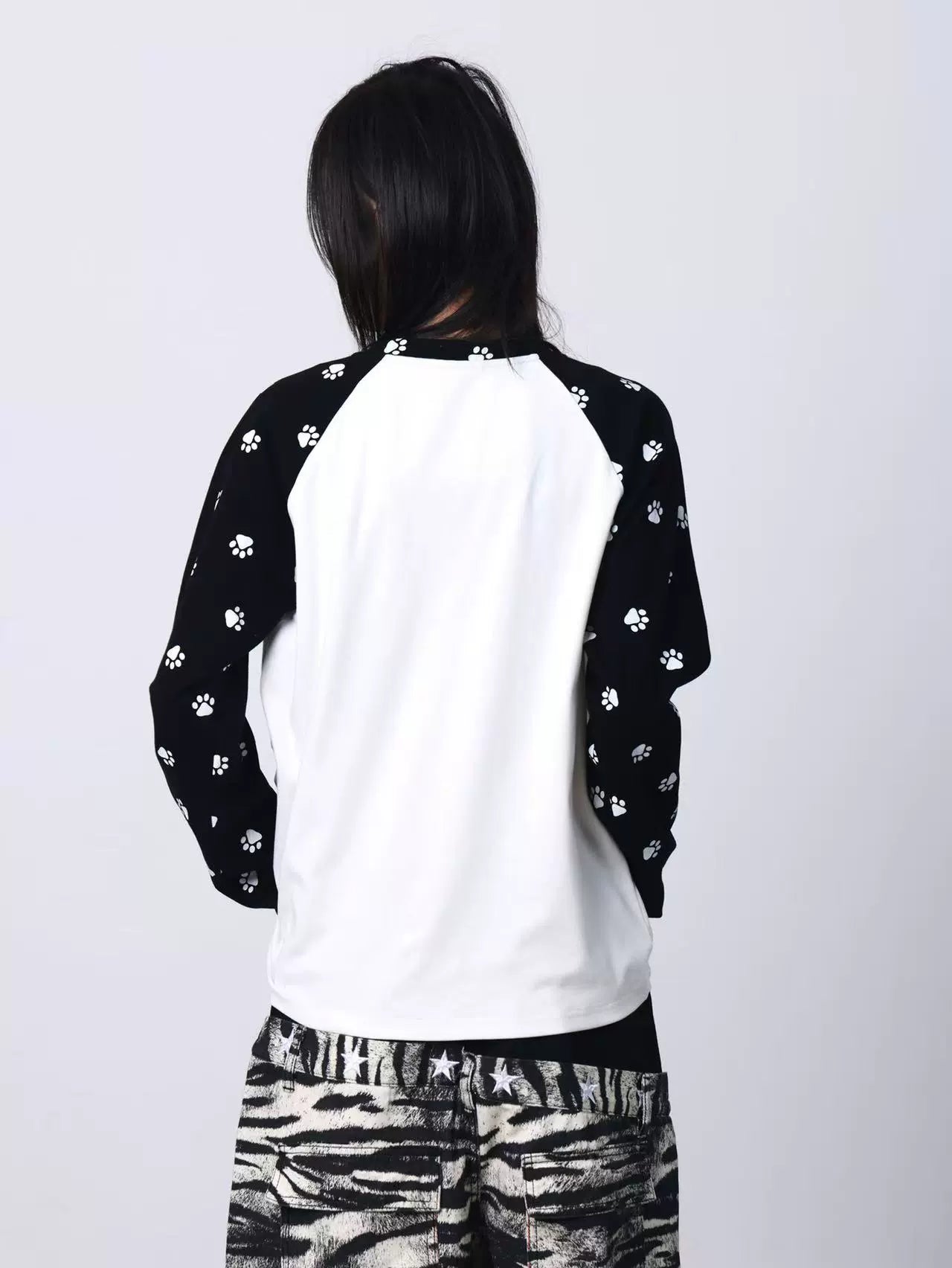 Pawprint Heart Cat Lover Raglan Longsleeve