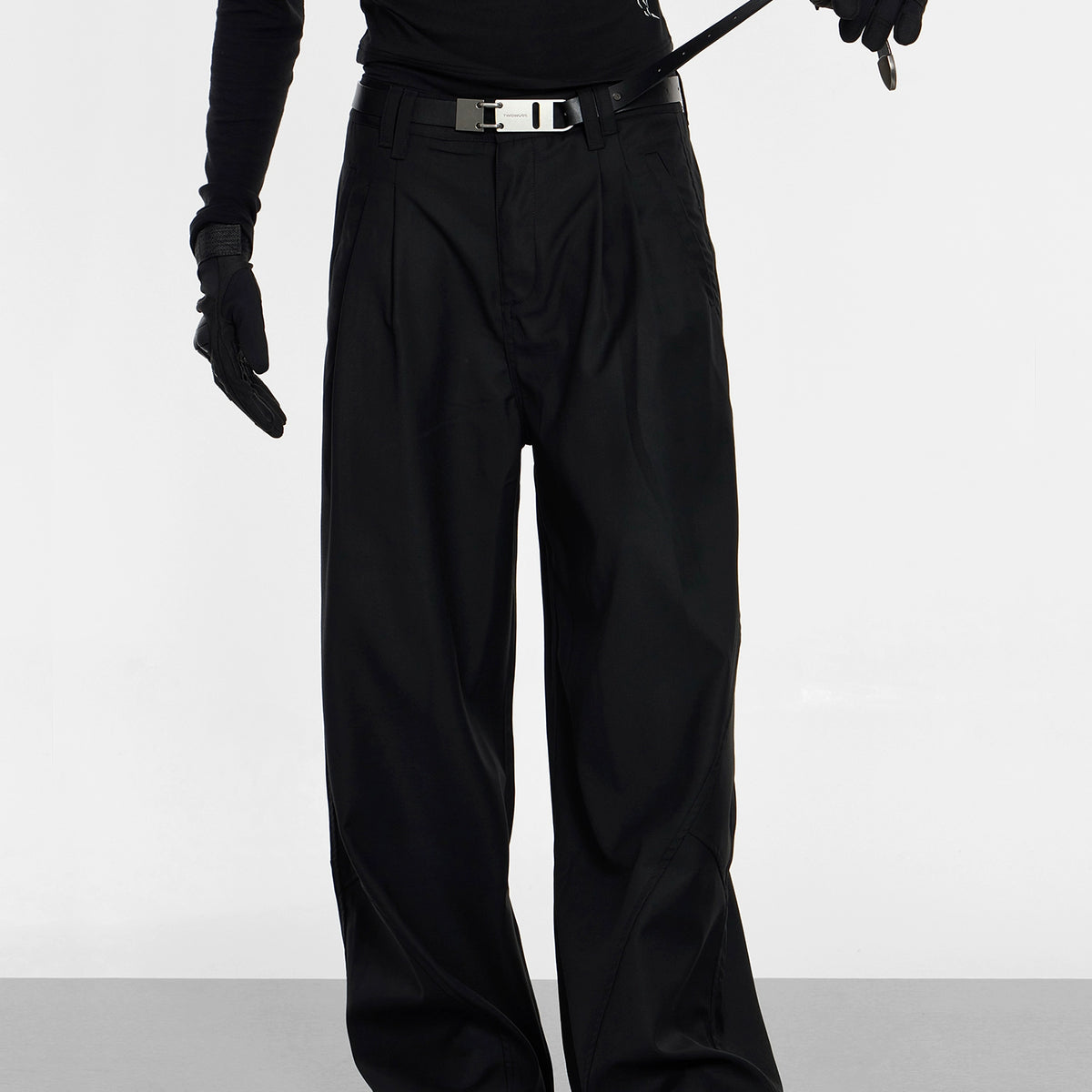 Wide Leg Black Double Pleat Pants by TWOWUS | Chiclara