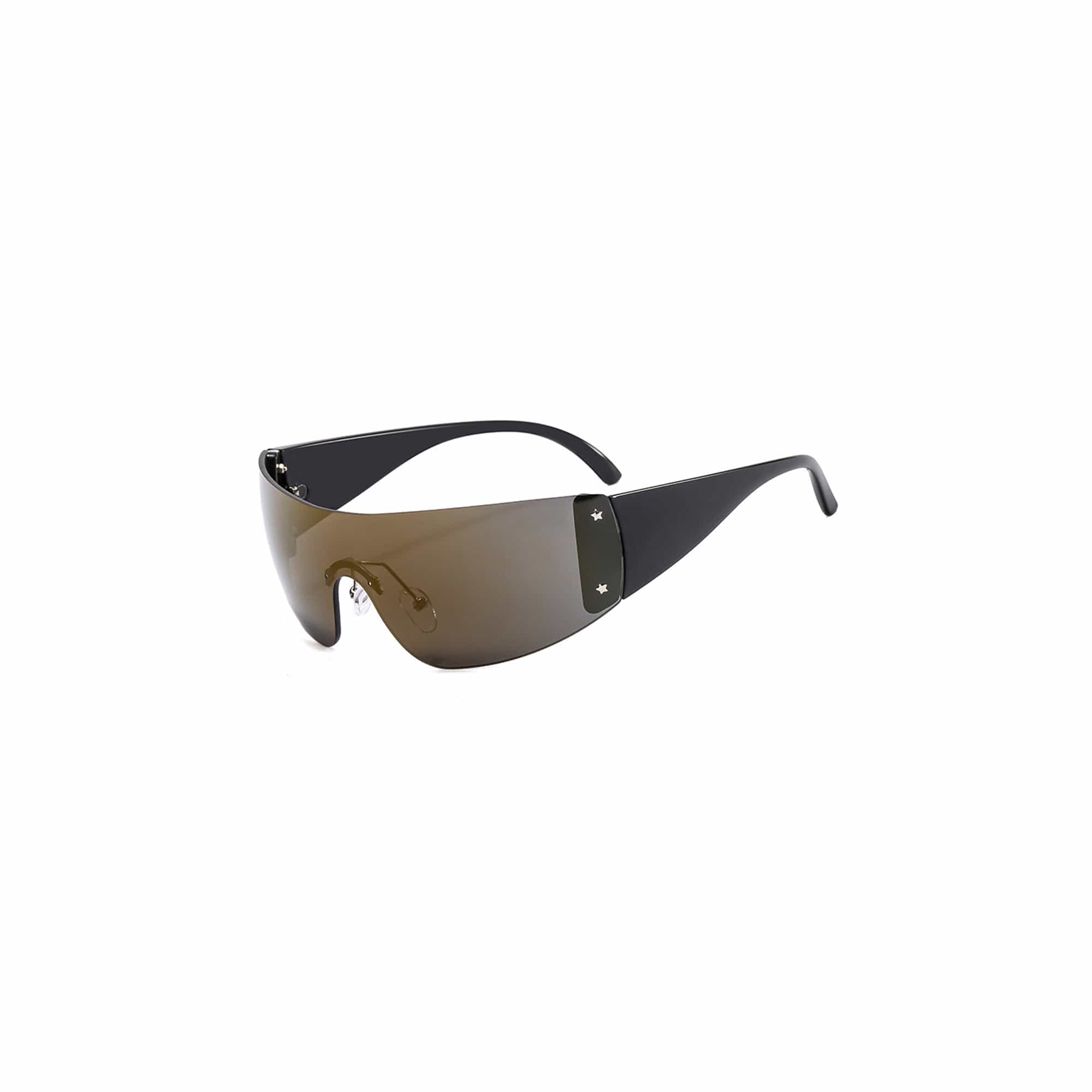 Futuristic Shield Sunglasses with White Temples