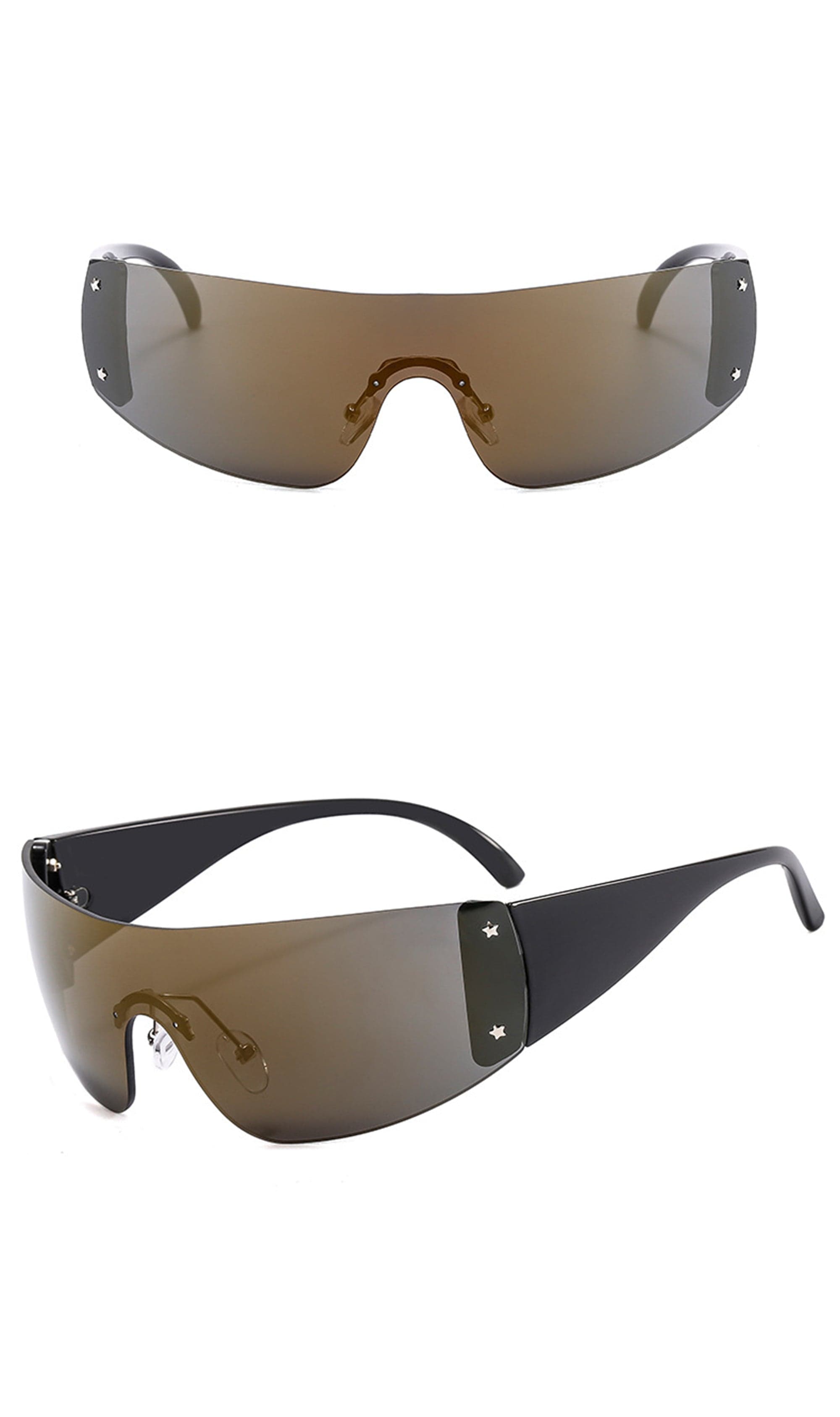 Futuristic Shield Sunglasses with White Temples