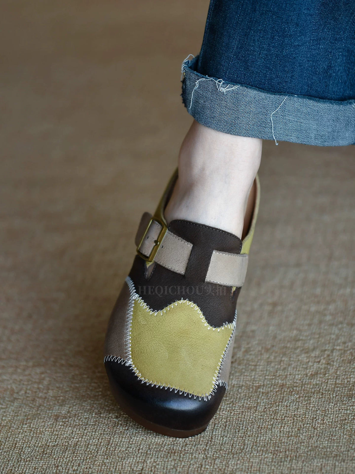 Maribel Patchwork Mary Jane Flats