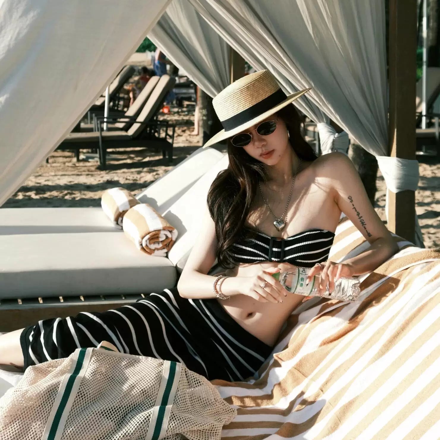 Tidal Stripe Shoreline Crop Bikini