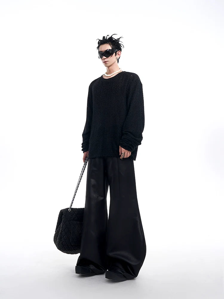 Drawstring Textured Turtleneck Sweater