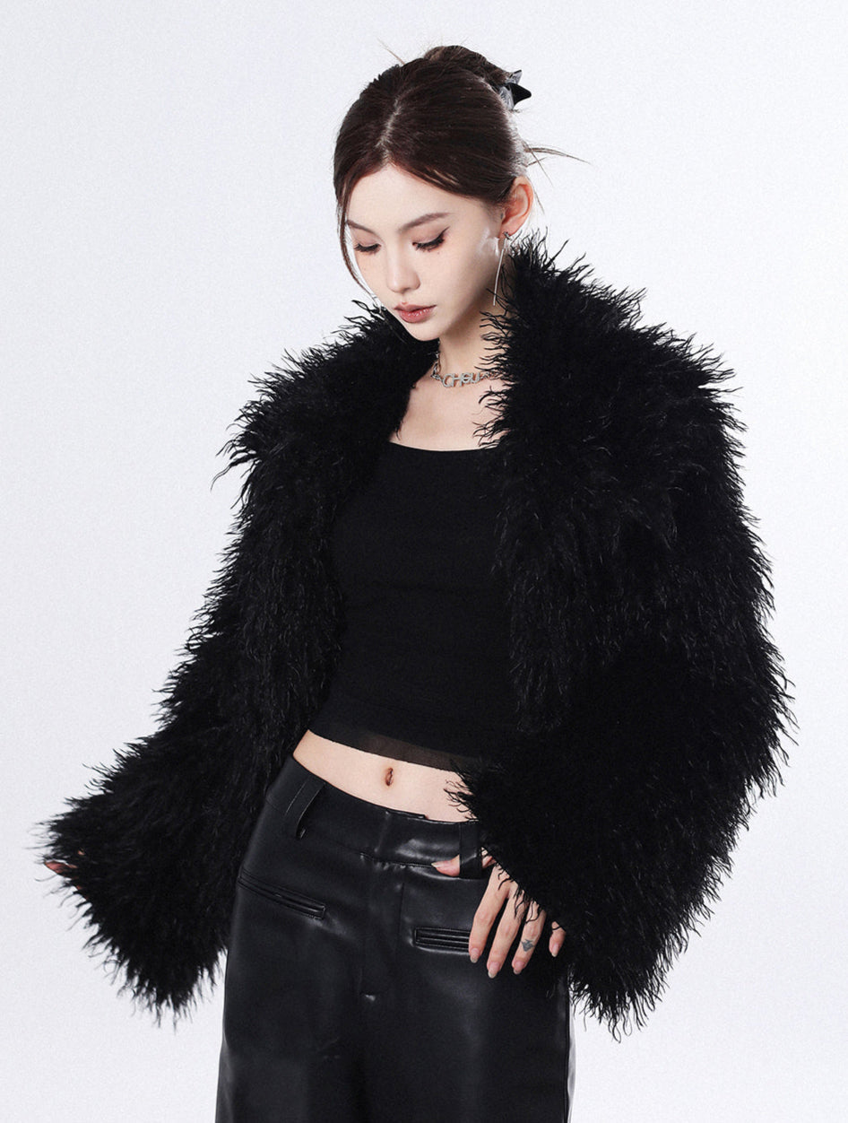 Black Faux Fur Party Coat