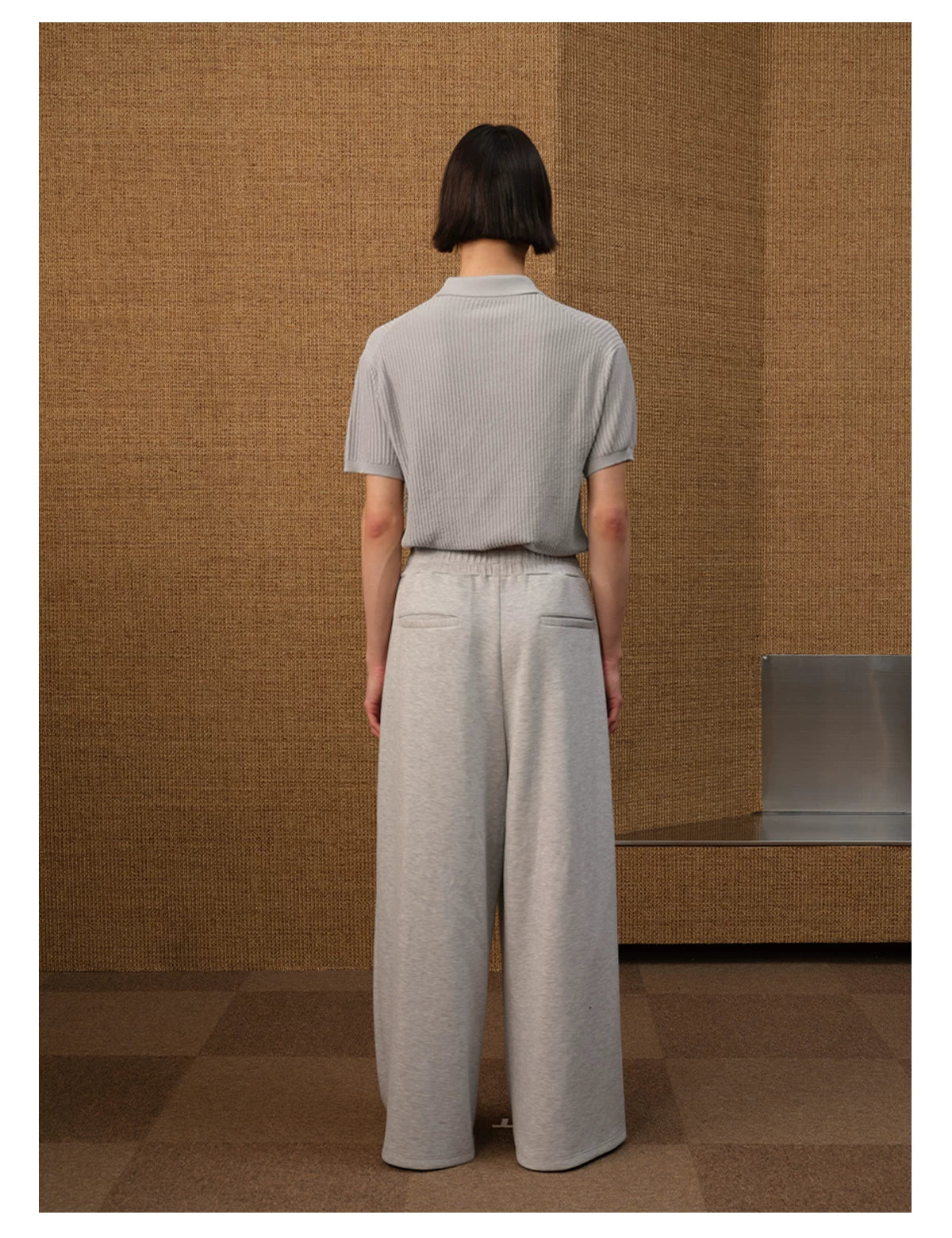 Textured Knit Open-Collar Polo Shirt