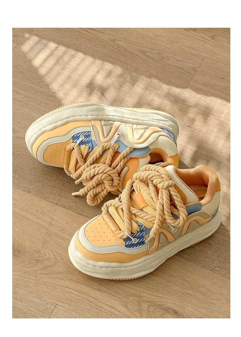 Chunky Rope Lace Thick Platform Sneakers