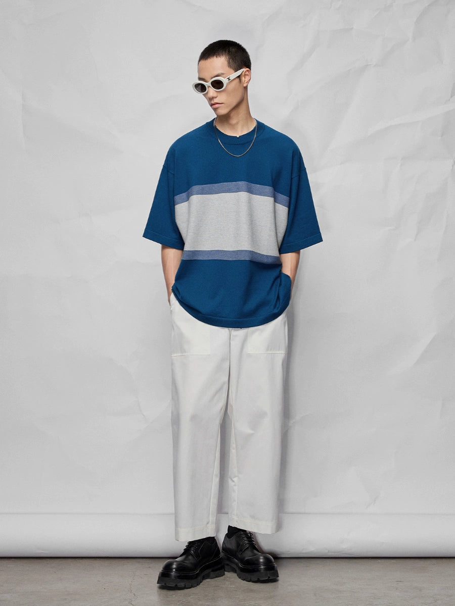 Wide Relaxed Straight-Cut Cropped/Mid-Length Pants