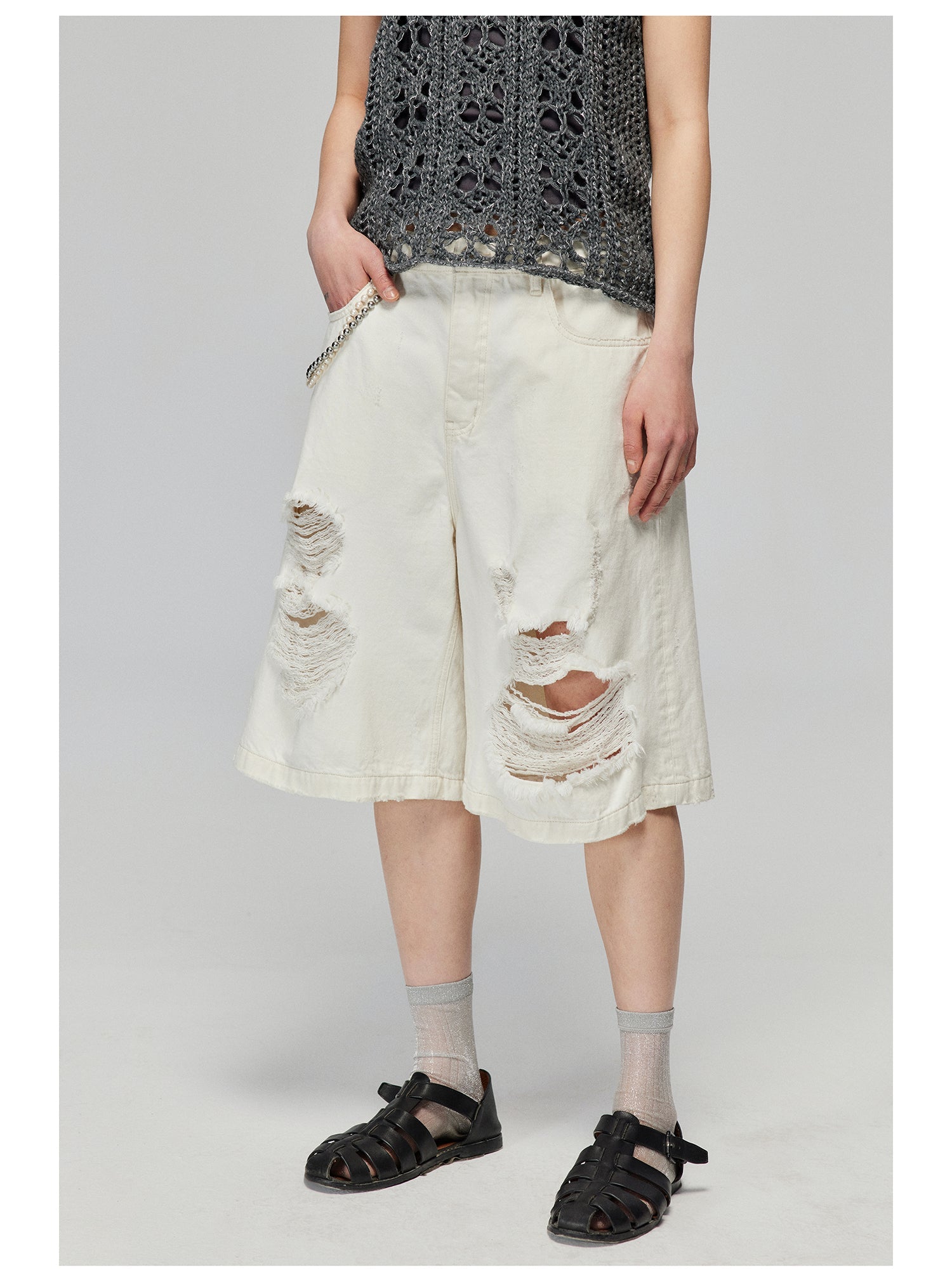 Distressed Denim Culottes