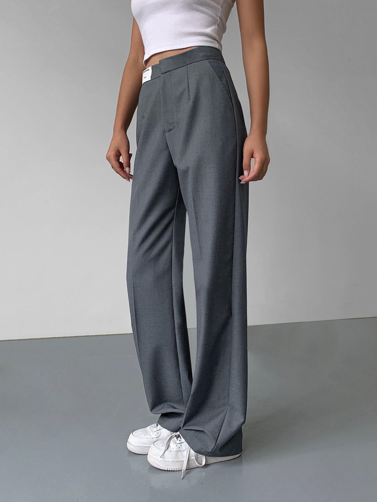 High-Waist Loose Wide-Leg Suit Trousers