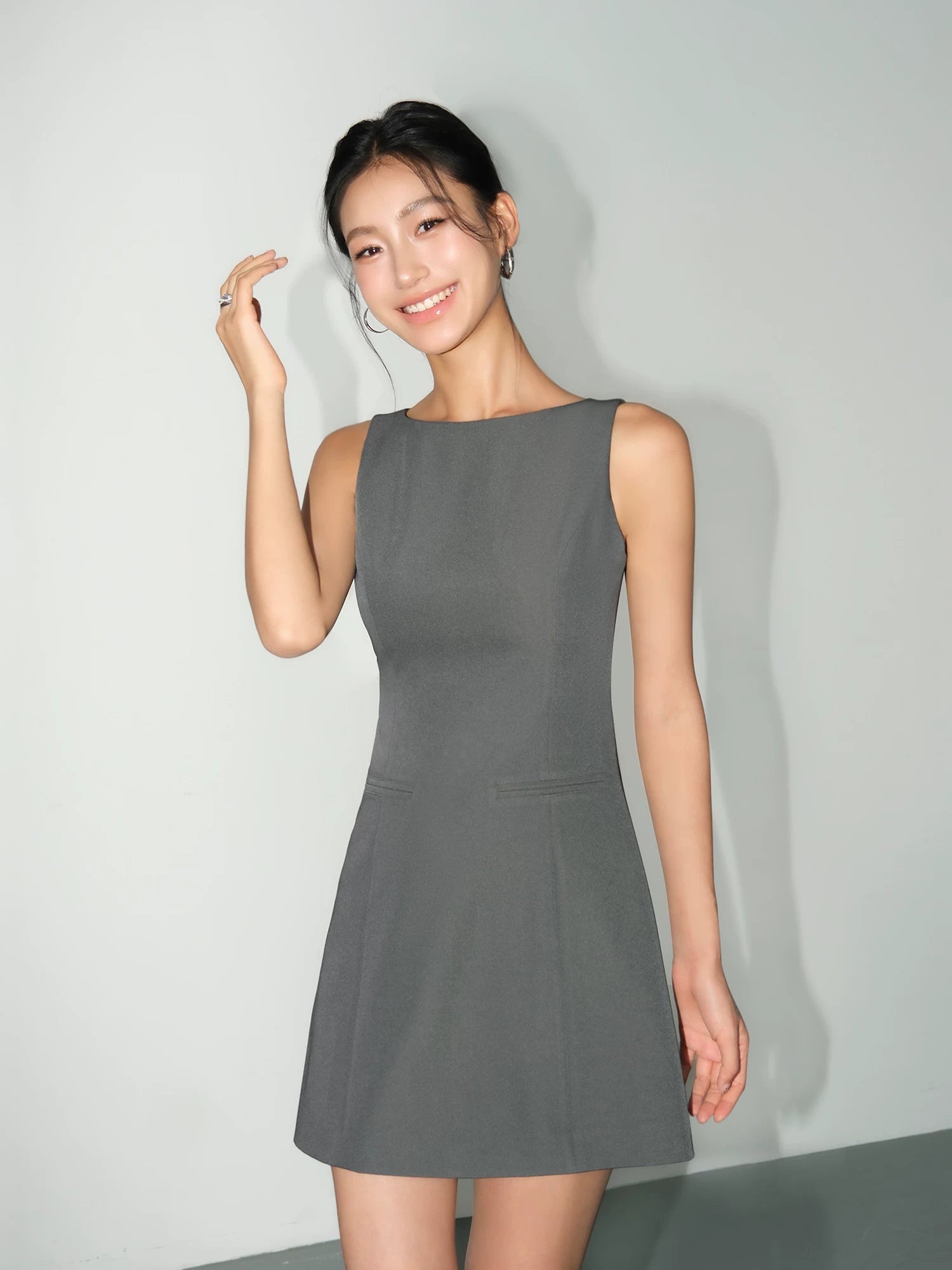 City Muse Sleek Boat‑Neck Mini Dress