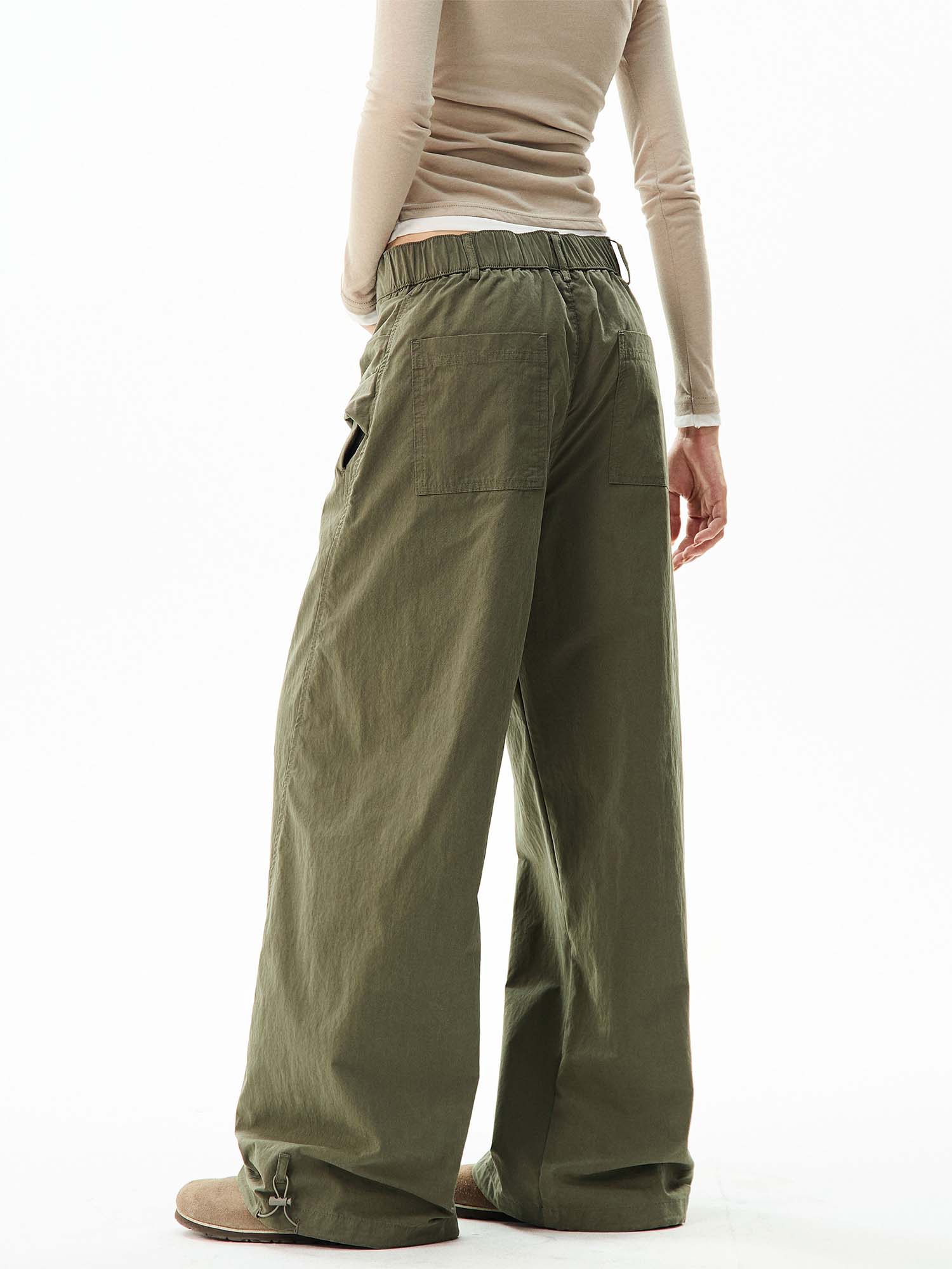 Wide-Leg Cargo Pants with Tie-Front Detail