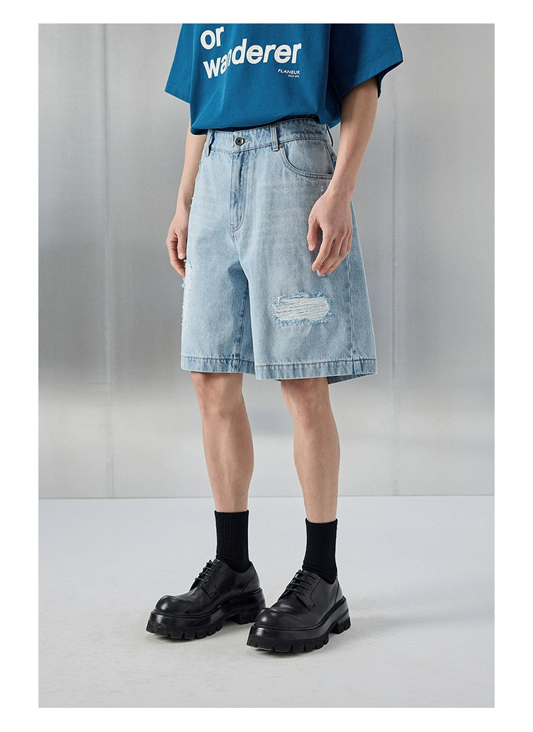 Distressed Patchwork Cropped/Short Pants