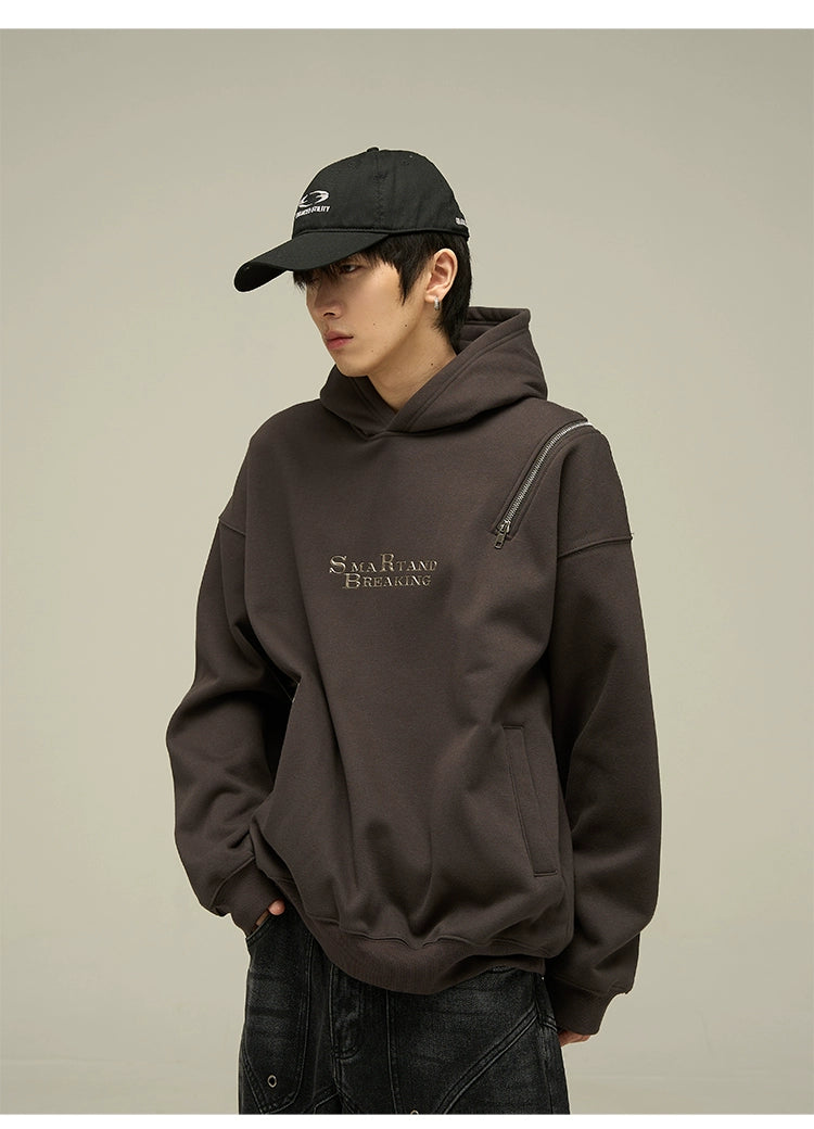 Zip Accent Graphic Hoodie