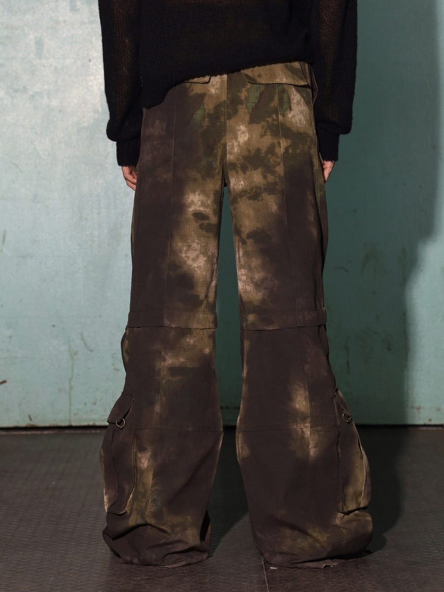 Apocalyptic Camo Cargo Wide-Leg Trousers