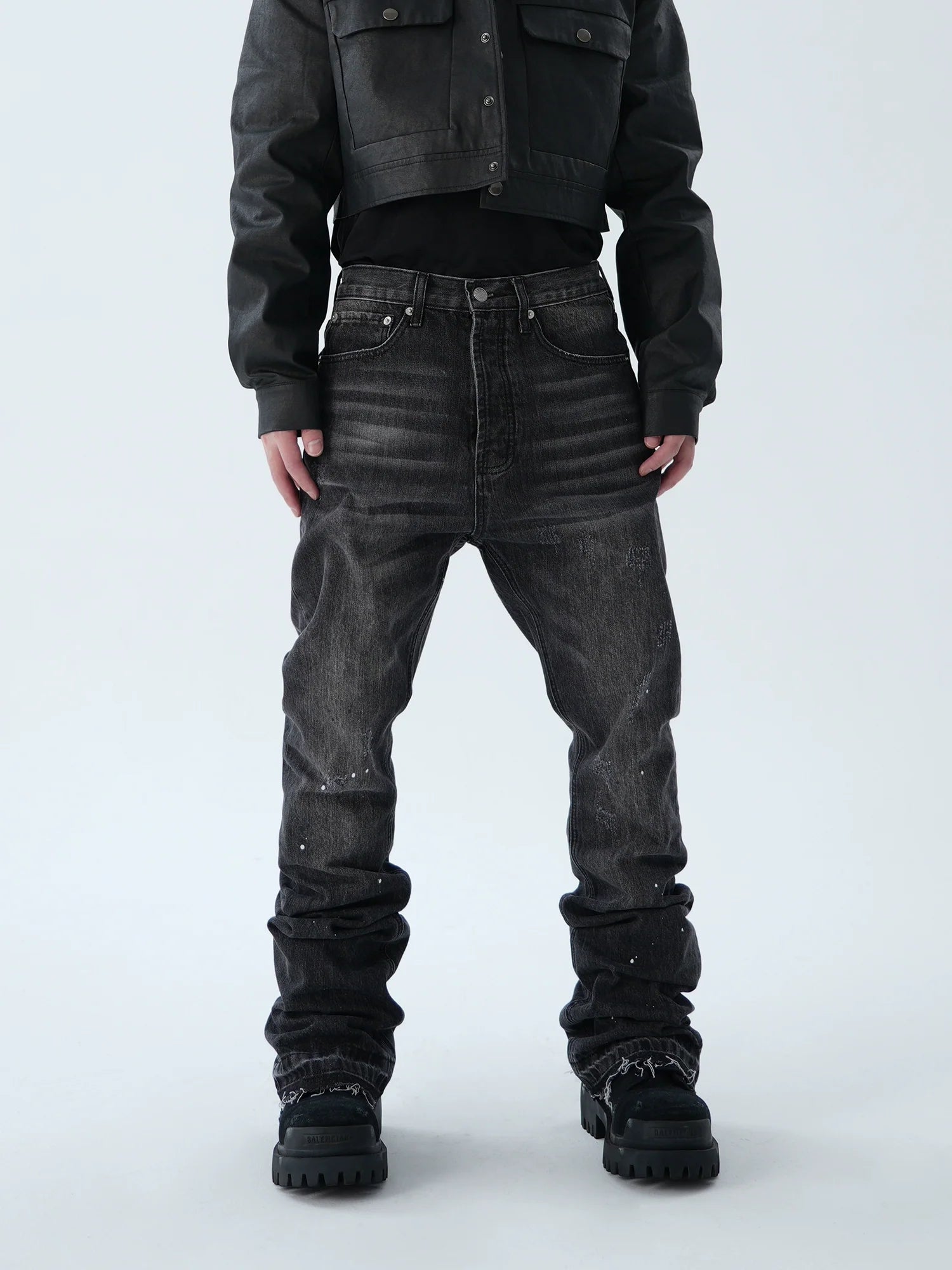 Washed Black Stacked Jeans