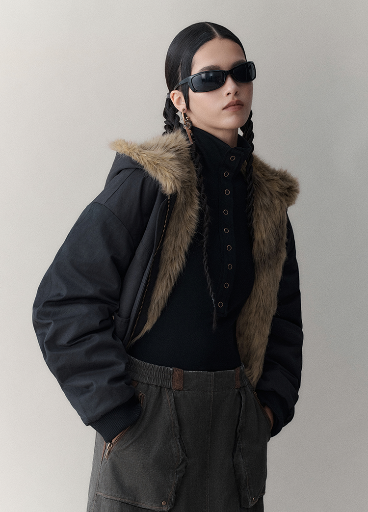 Reversible Hooded Faux Fur Winter Jacket