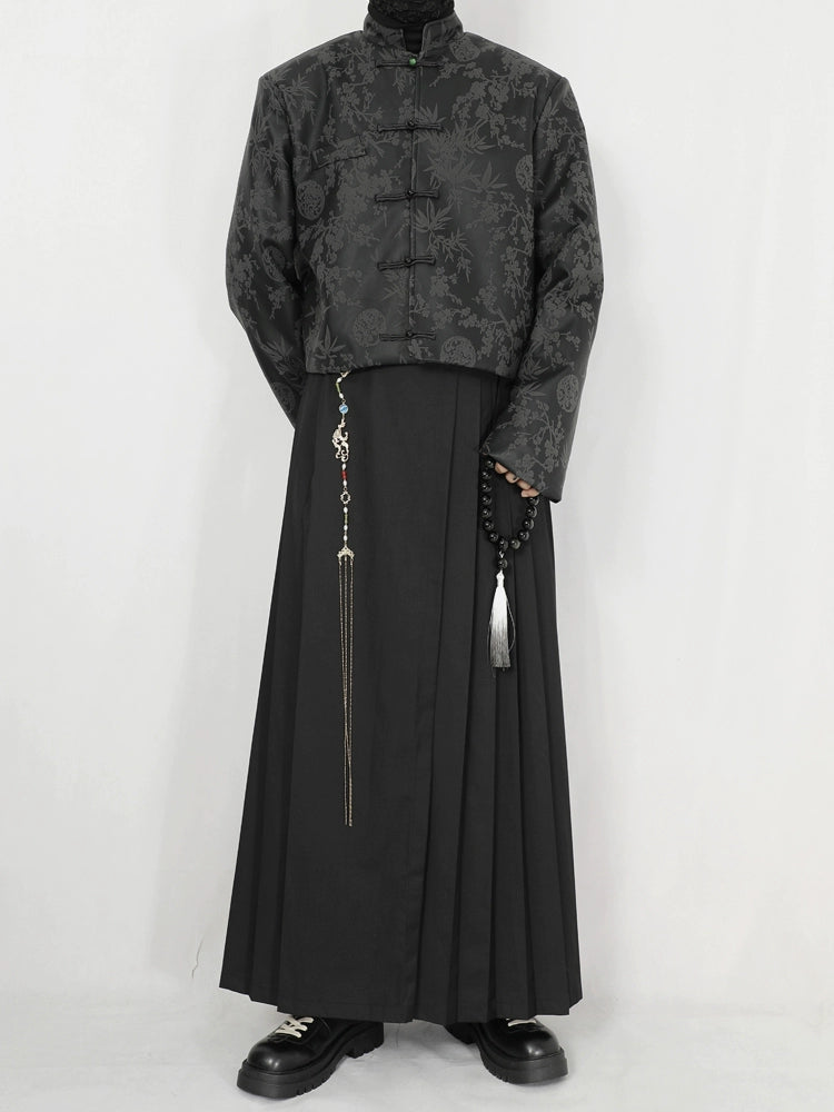 Black Jacquard Mandarin Jacket