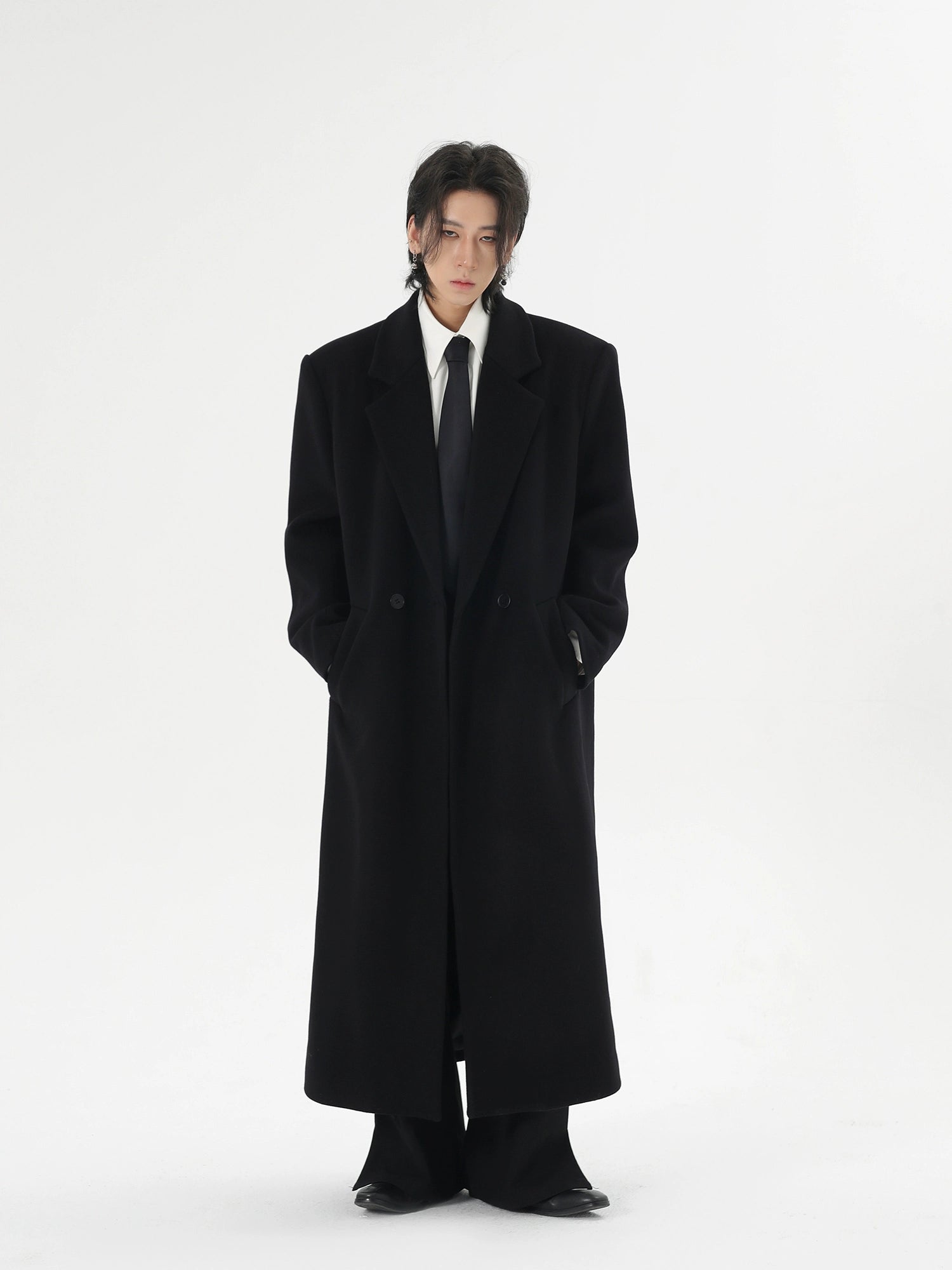 Classic Black Wool Overcoat