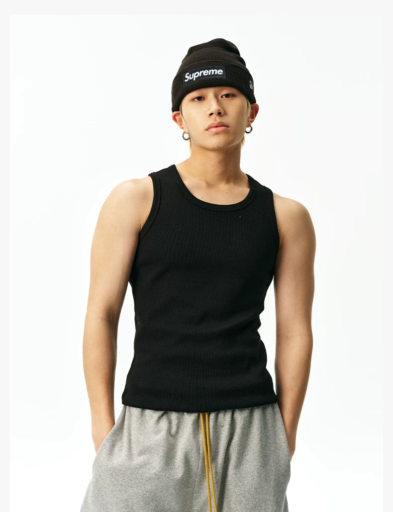 Logo Print Ribbed Tank Top