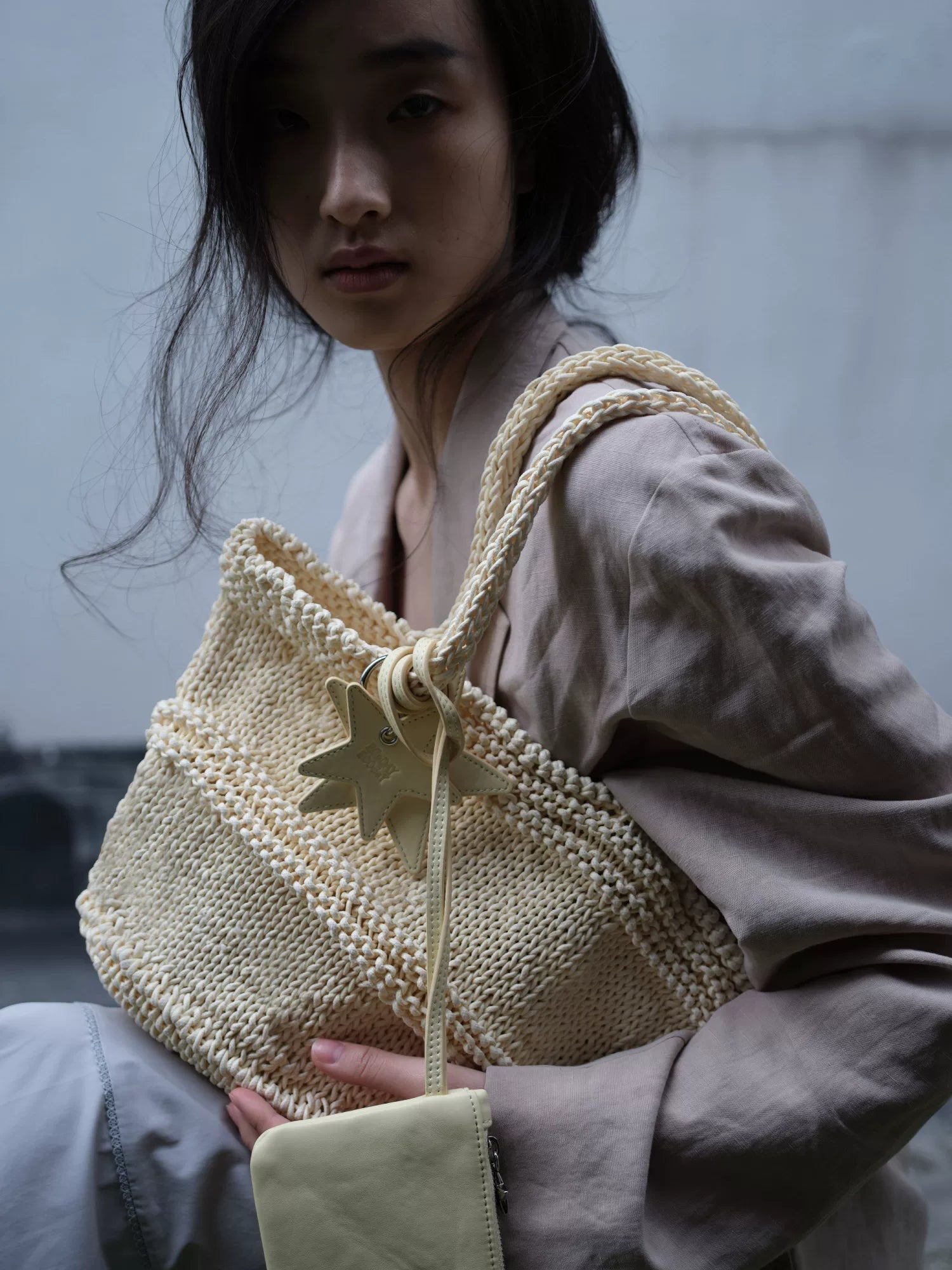 Star-Charm Woven Beach Tote with Pouch - view 4