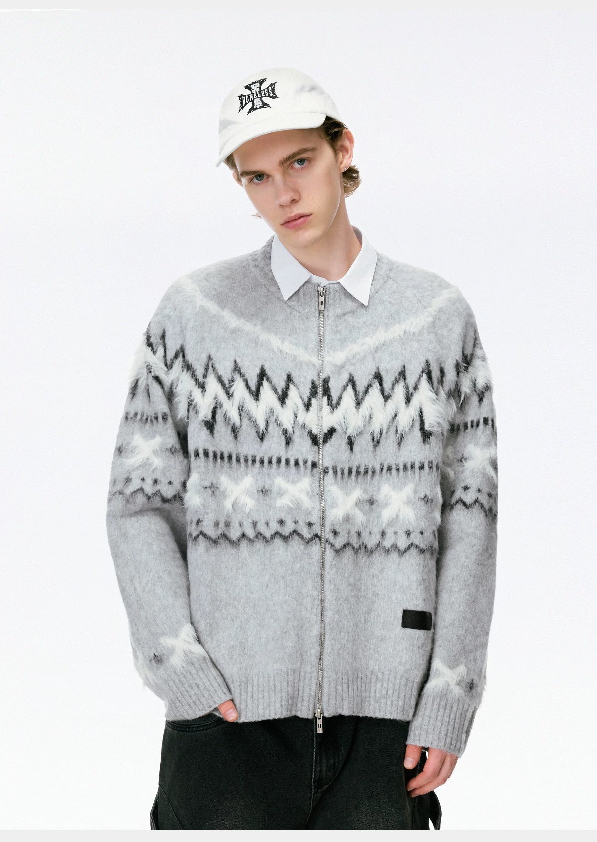 Nordic Frost Zip Knit Cardigan