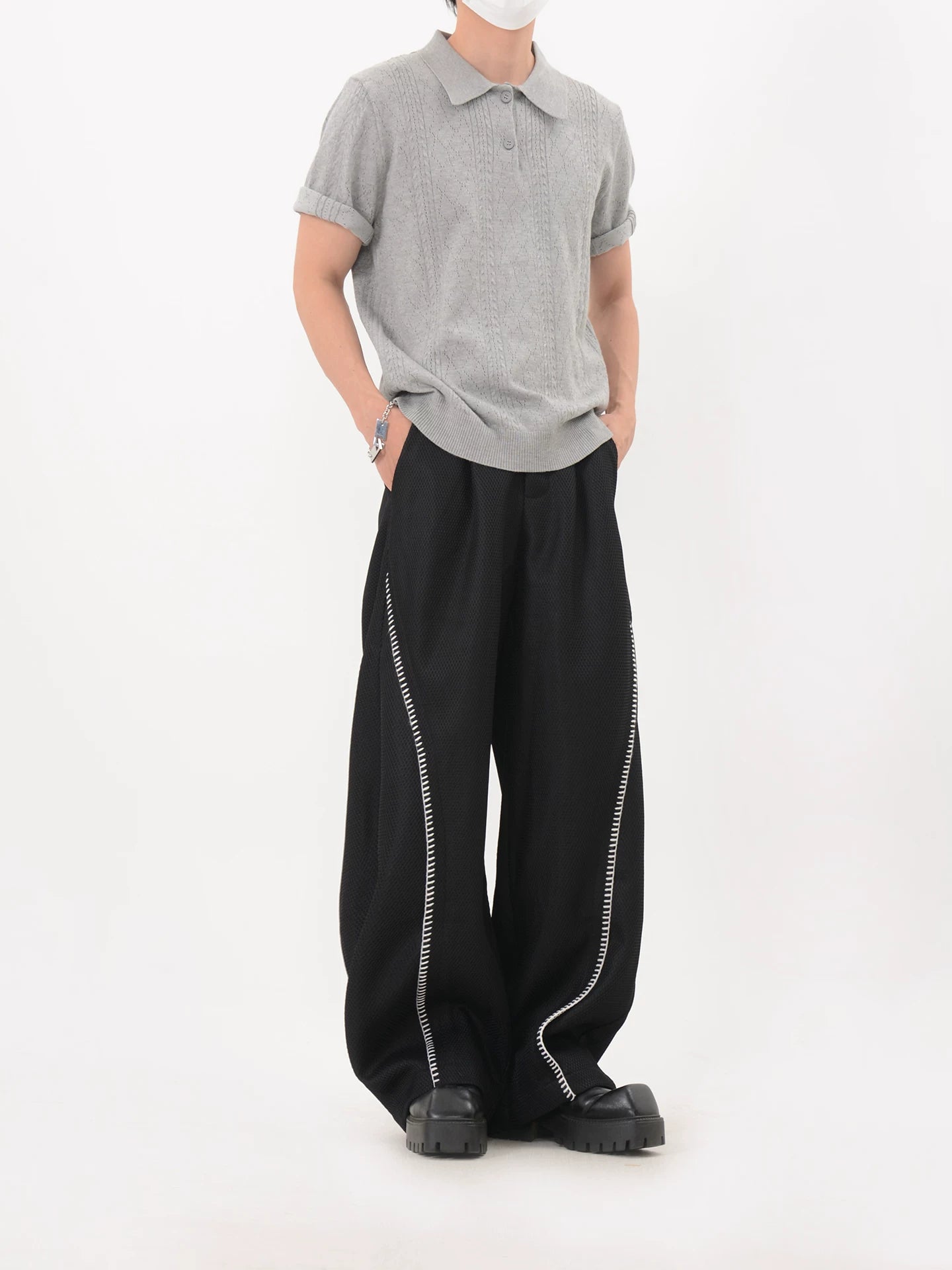 Frost Textured Lattice Knit Polo