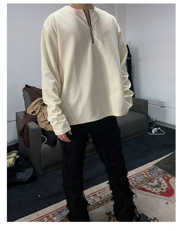 Minimal Half-Zip Long-Sleeve Sweatshirt