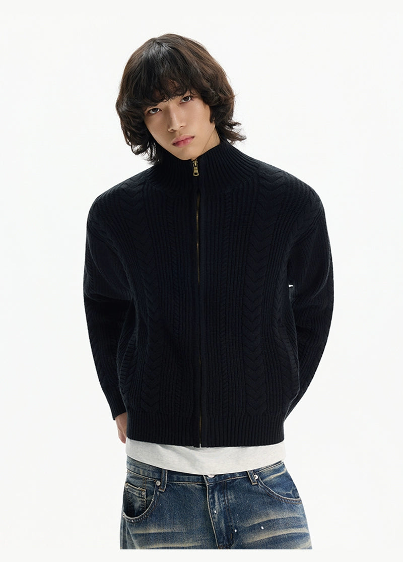 Heritage Weave Zip Cardigan