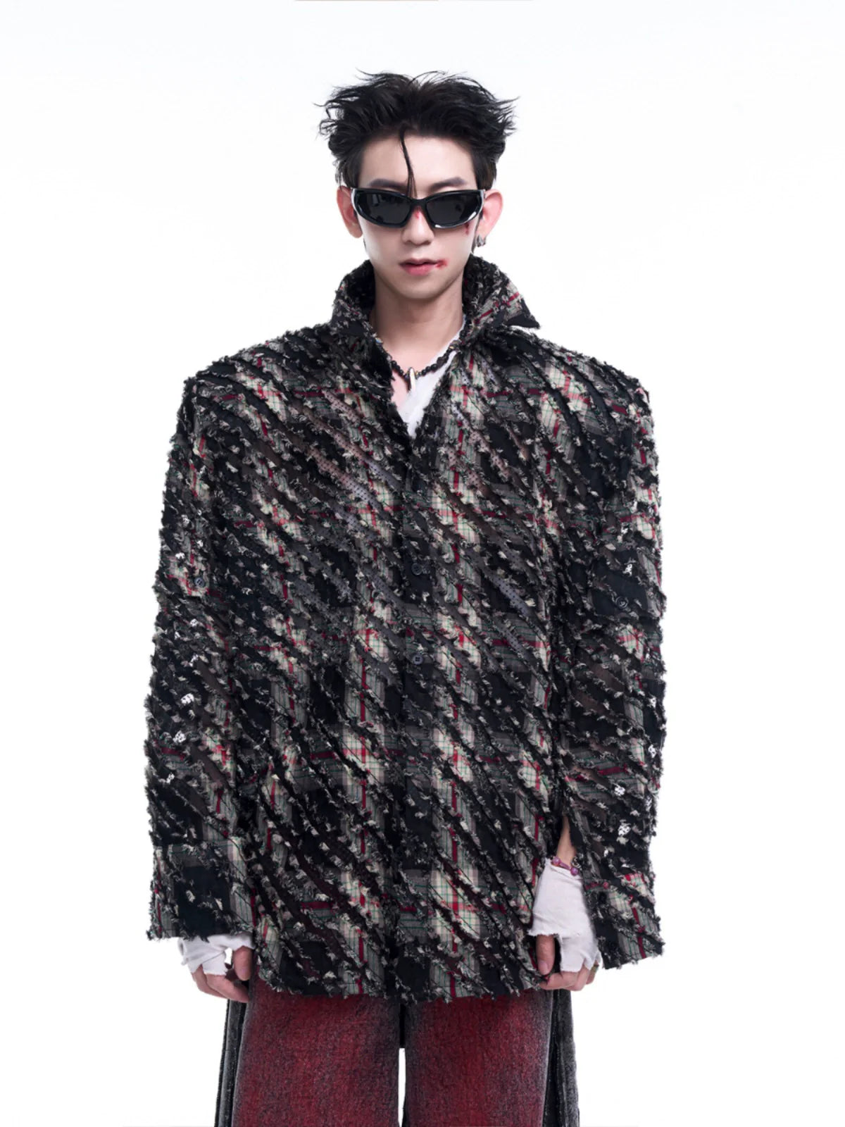 Detachable Sleeve Textured Tweed Jacket