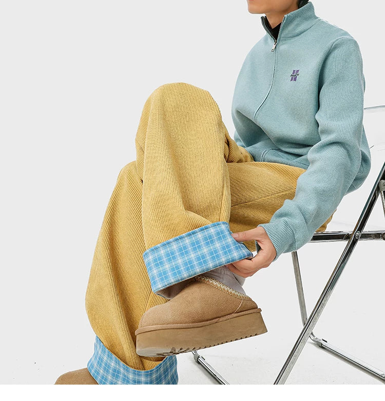Check Cuff Corduroy Trousers