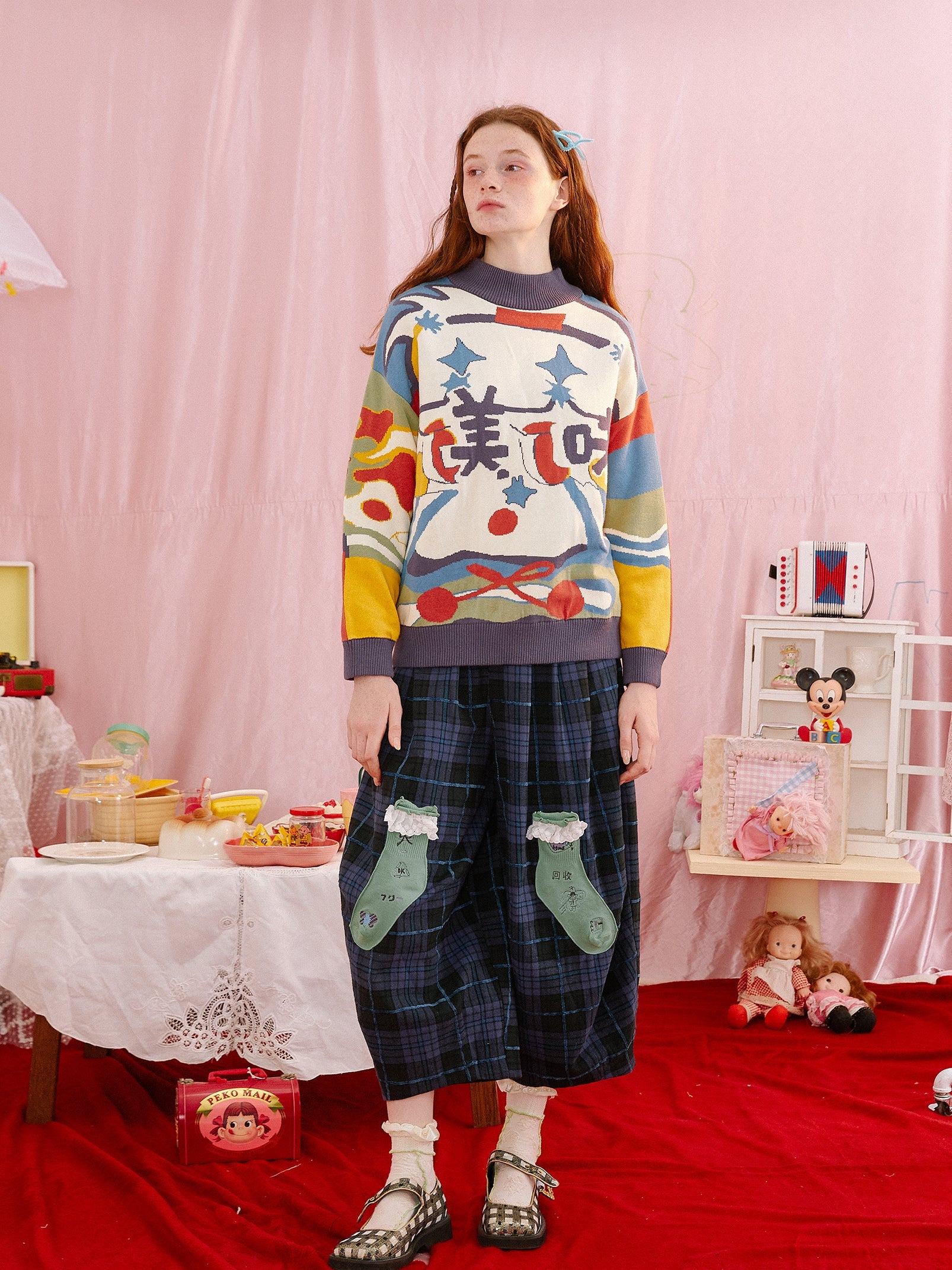 Japanese Art Print Oversized Pullover Sweater
