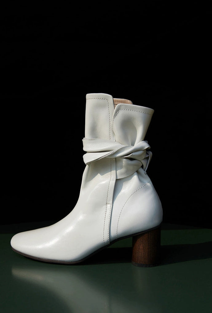 Leather Ankle Boots with Block Heel