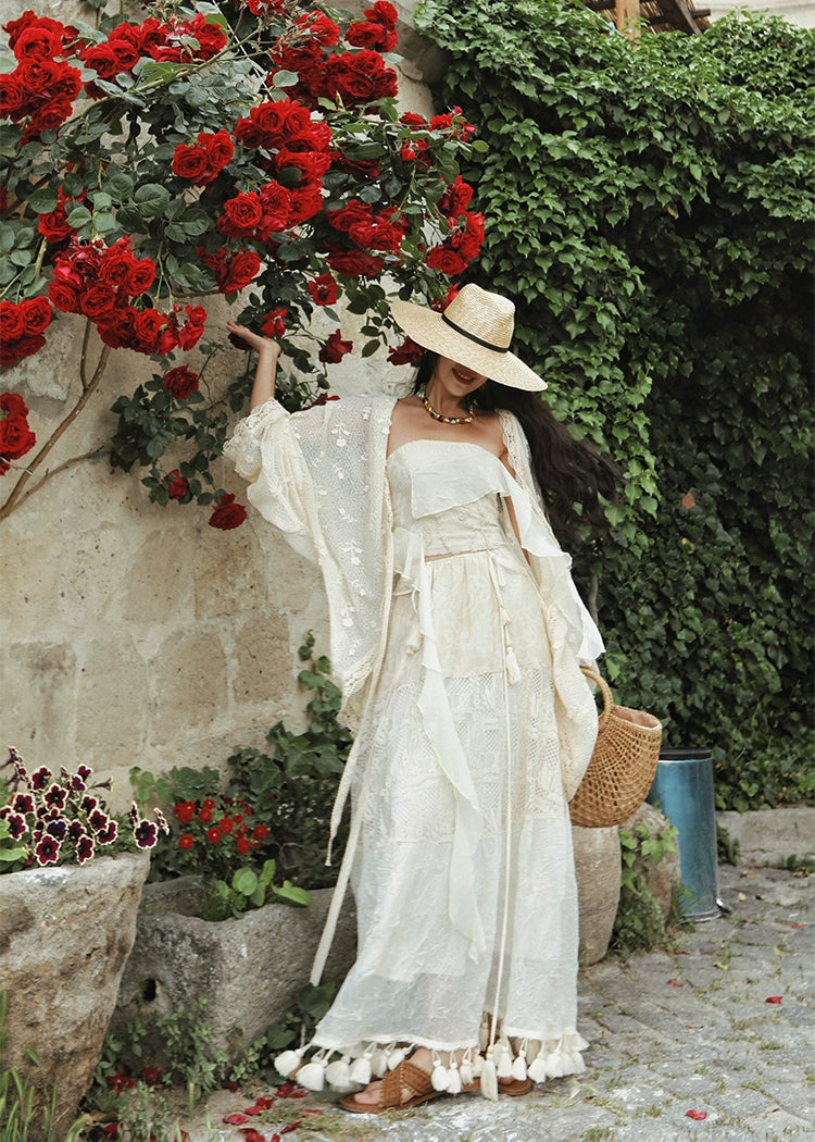 Boho Strapless Tassel Two-Way Maxi Dress