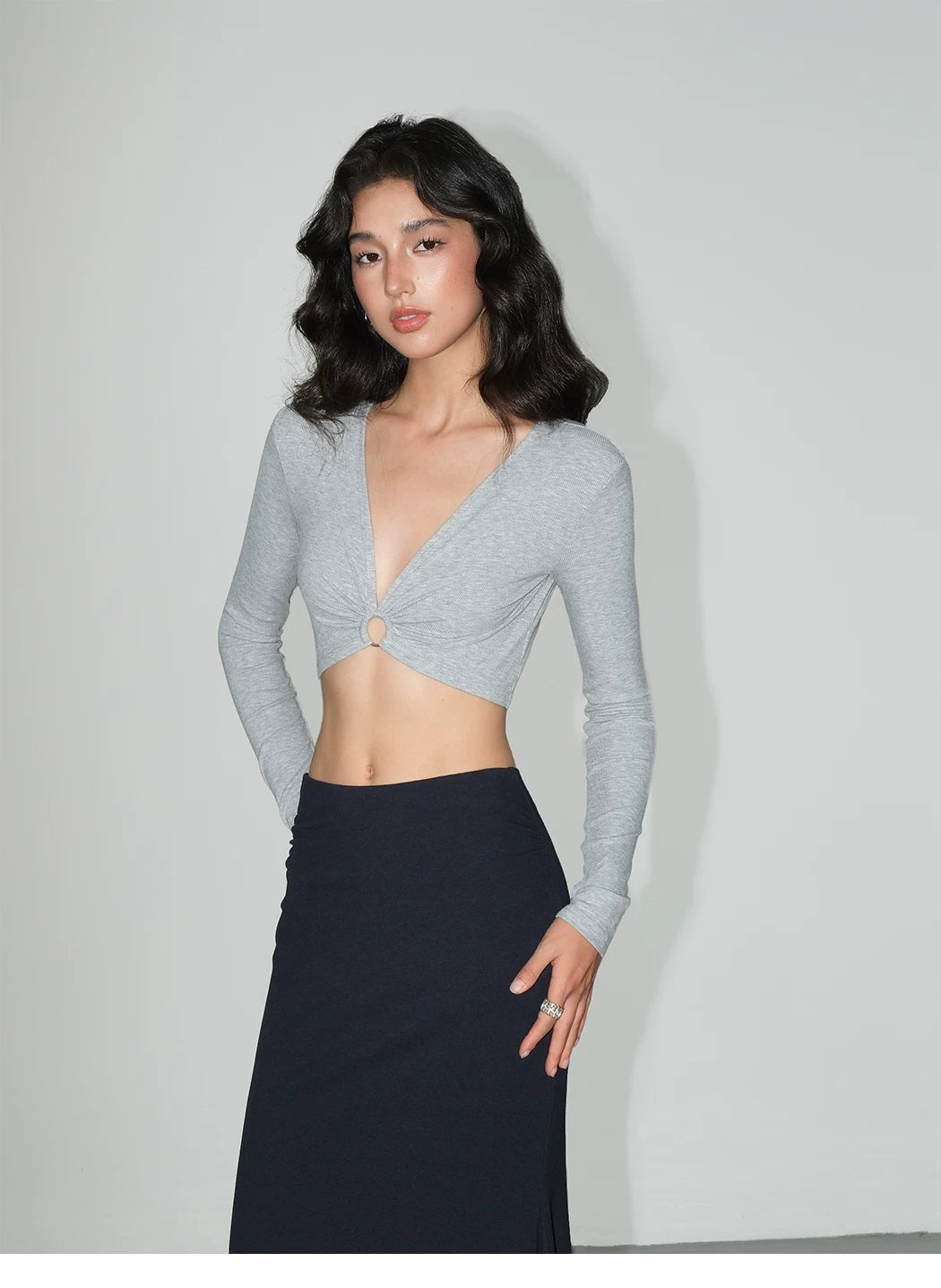 Ring Detail Plunge Crop Top