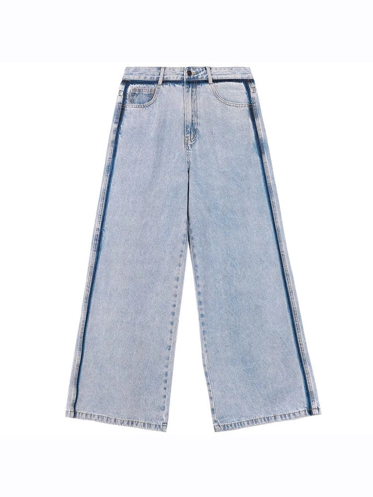 Light Wash Denim Short Sleeve Jacket and Wide Leg Pants Setup