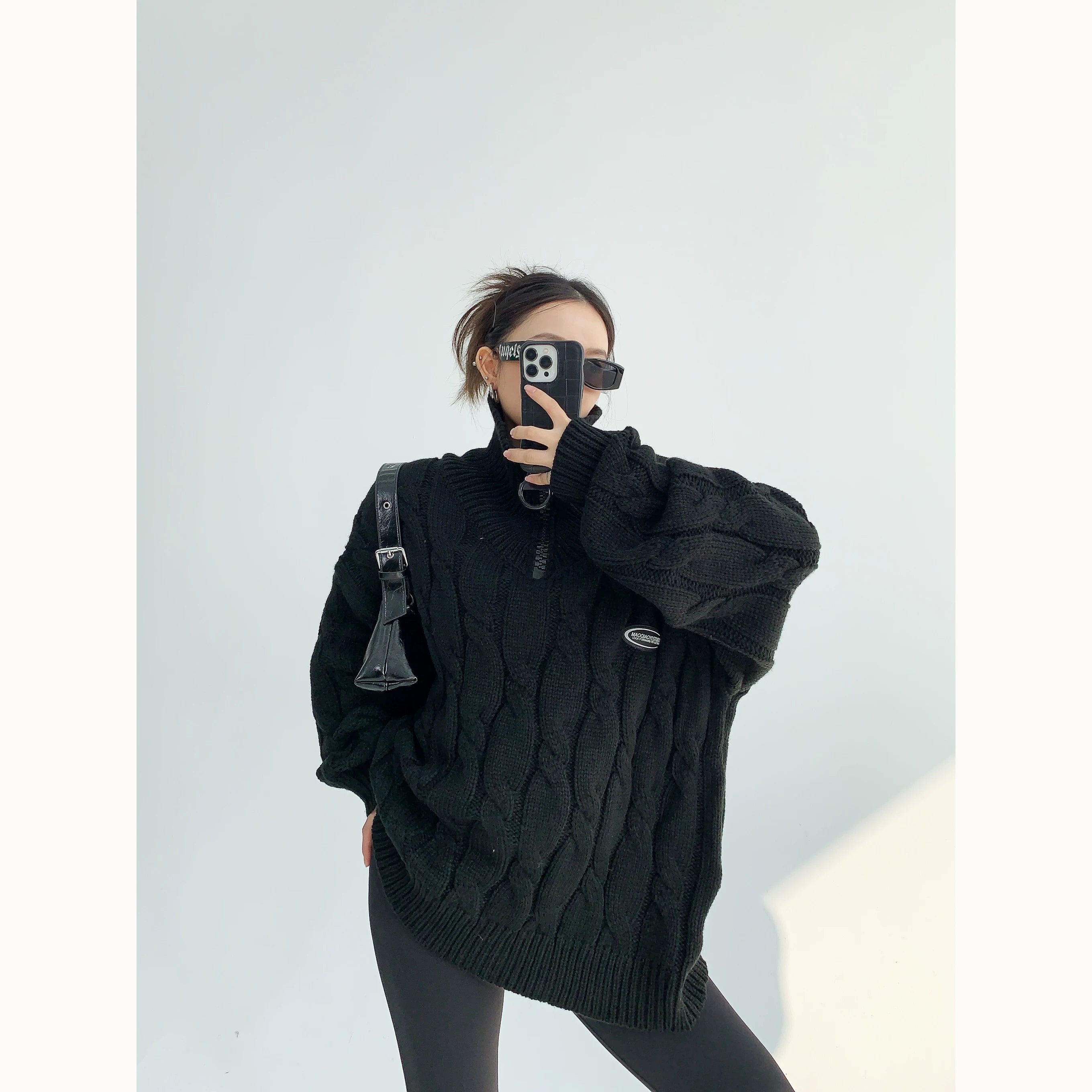 Frost Cable Zip Knit Sweater