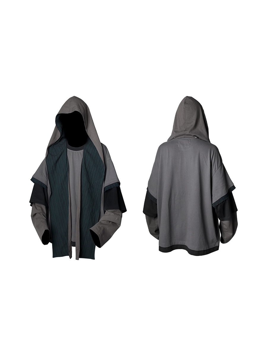 Layered Hooded Color Block Sweatshirt