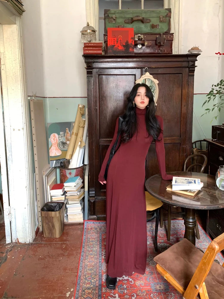 Long Sleeve Turtleneck Maxi Dress