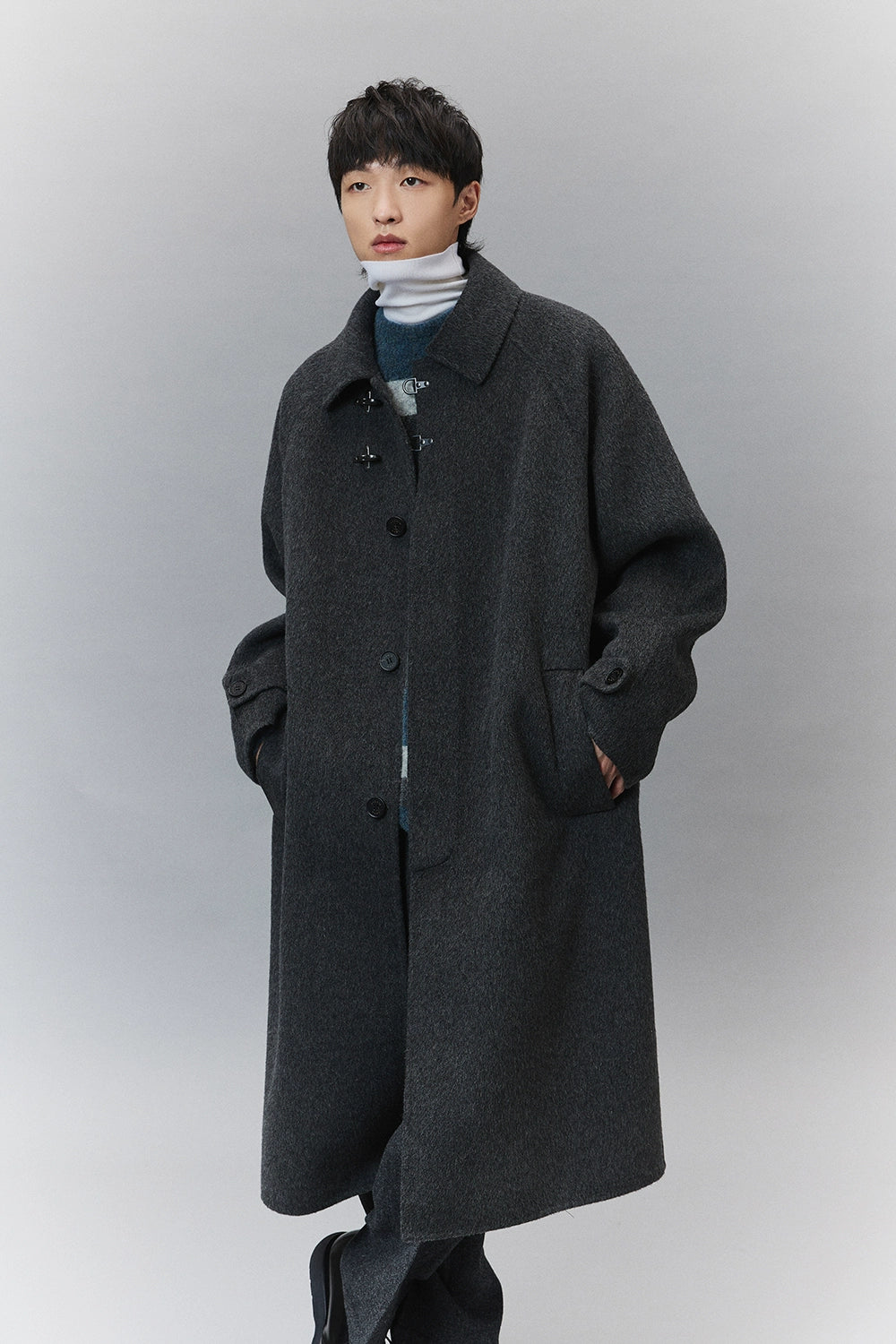 Wool Double-Faced Classic Balmacaan Coat