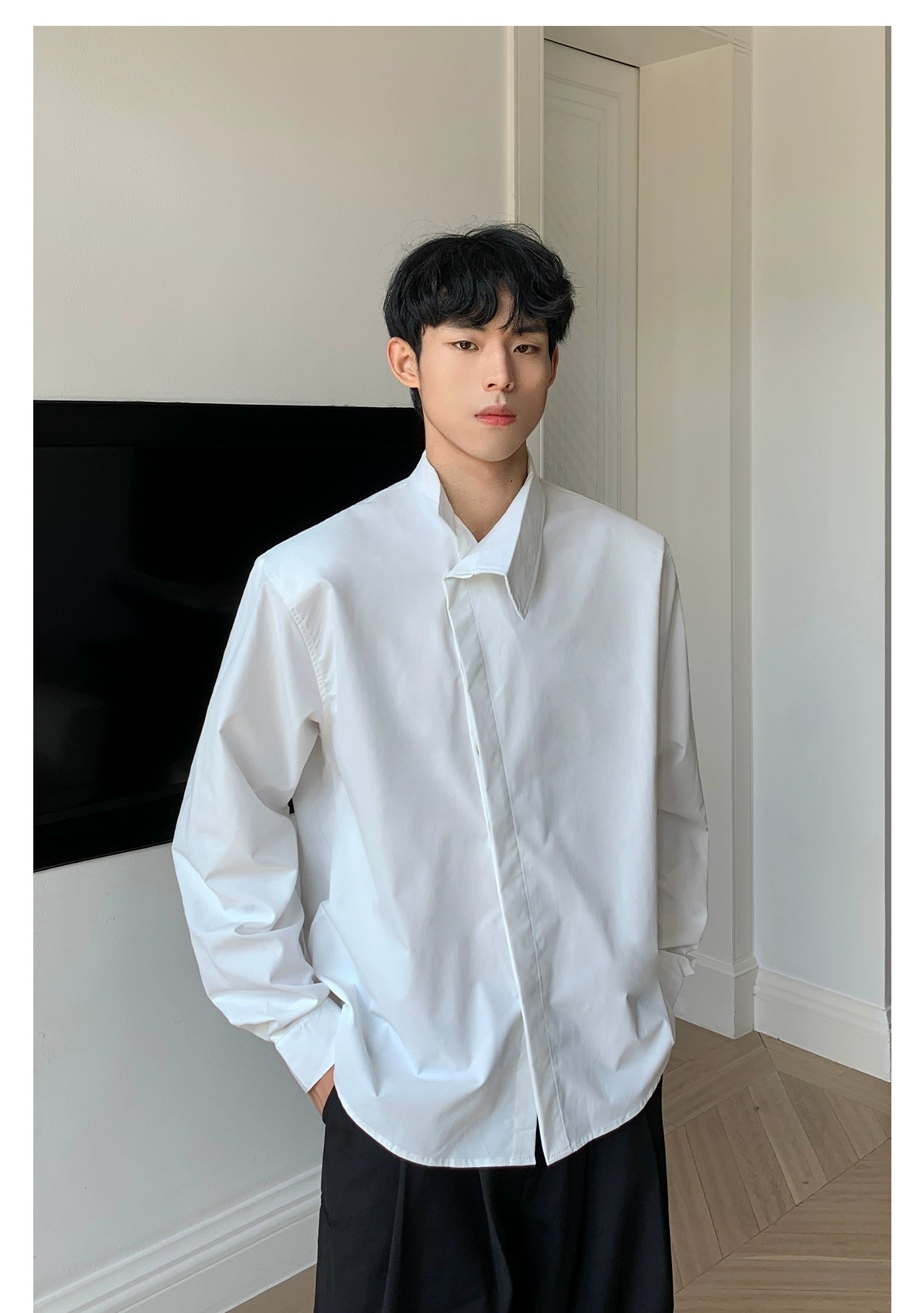 Asymmetric Collar Dress Shirt