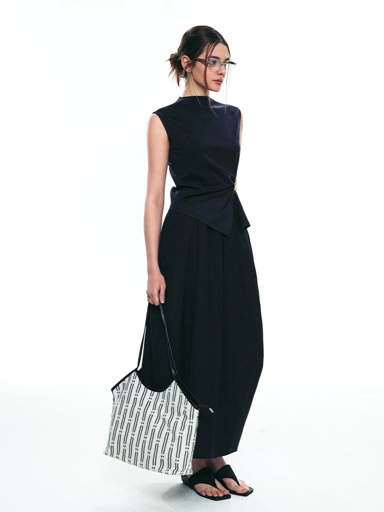 Gathered Buckle Ring Sleeveless Top