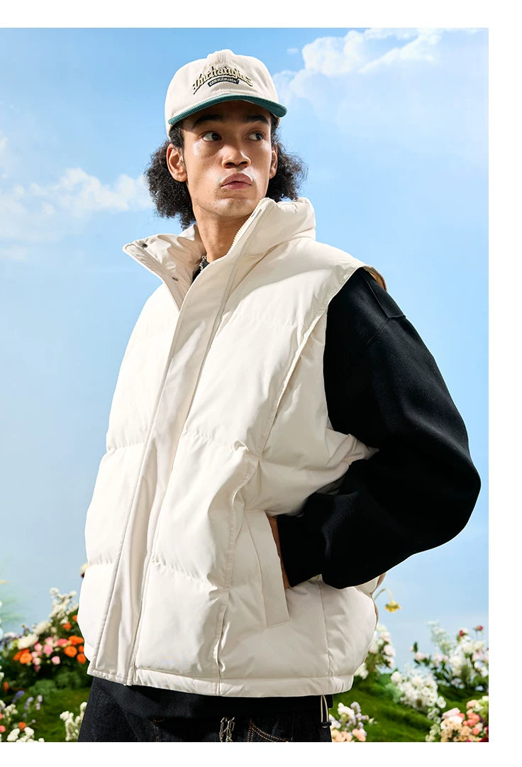 Oversized Puffer Vest with Stand Collar