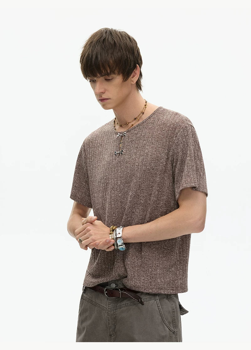 Clay Heather Textured Knit Tee