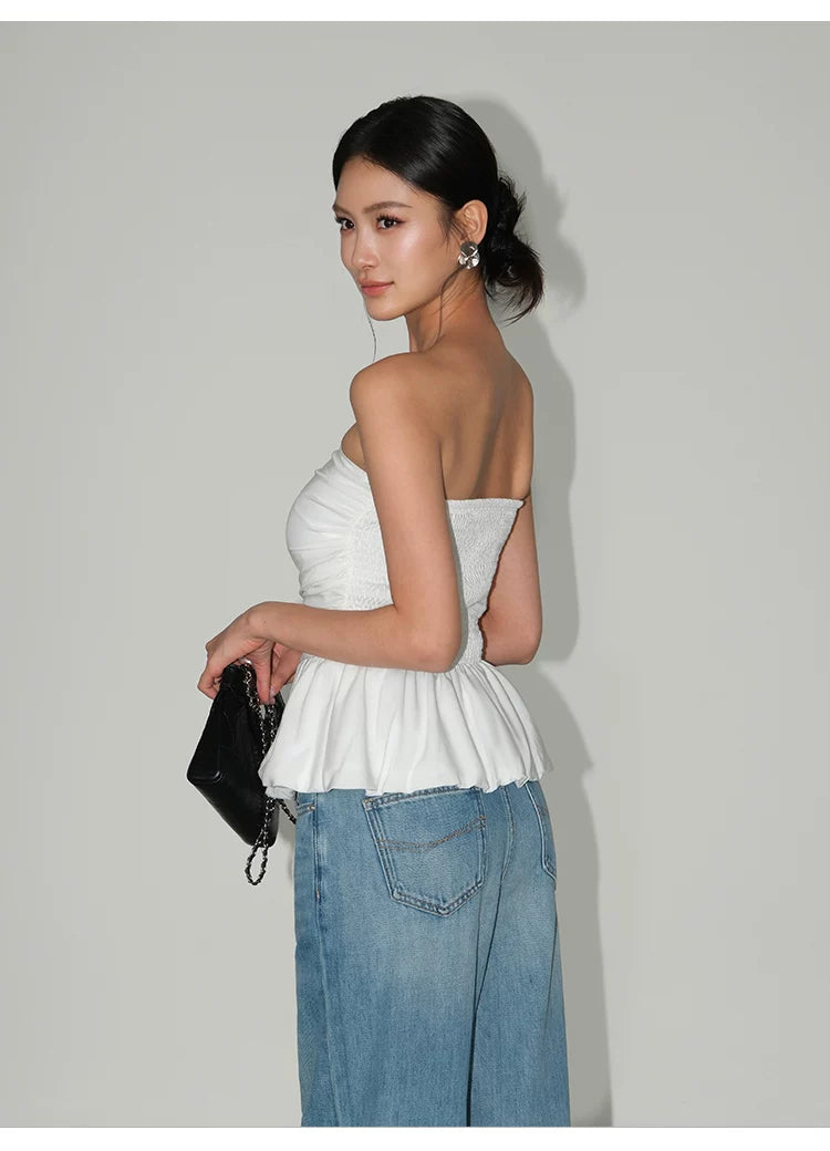 Whisper Peplum Ruched Bandeau Top