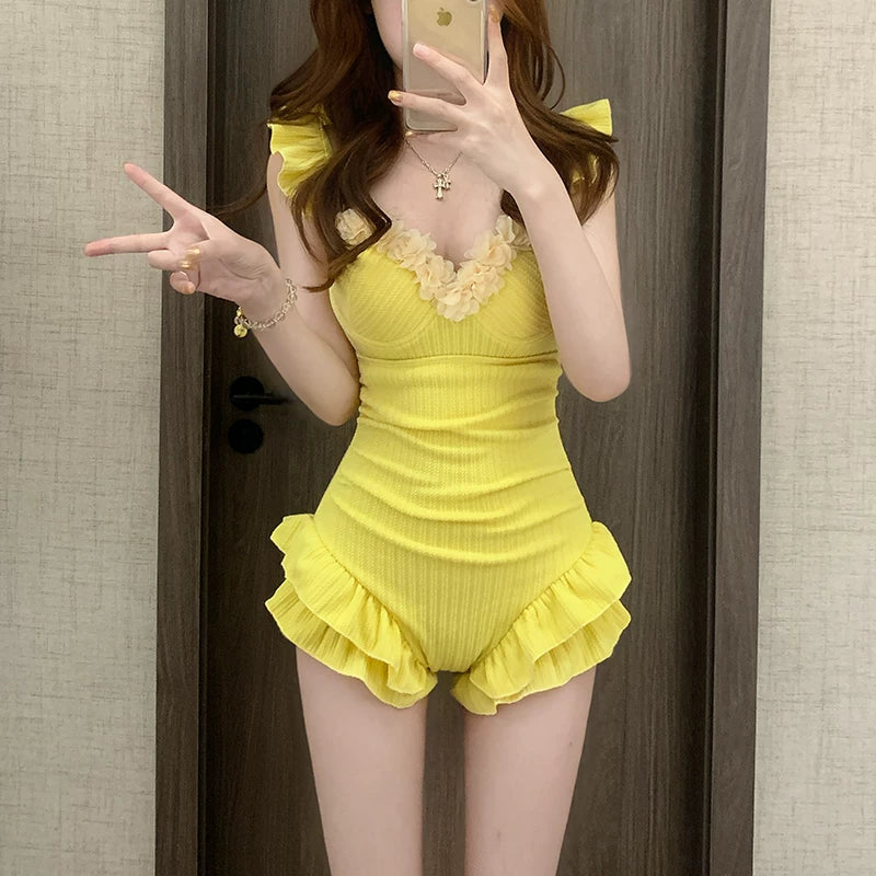 Petal Flutter Ruffle One‑Piece