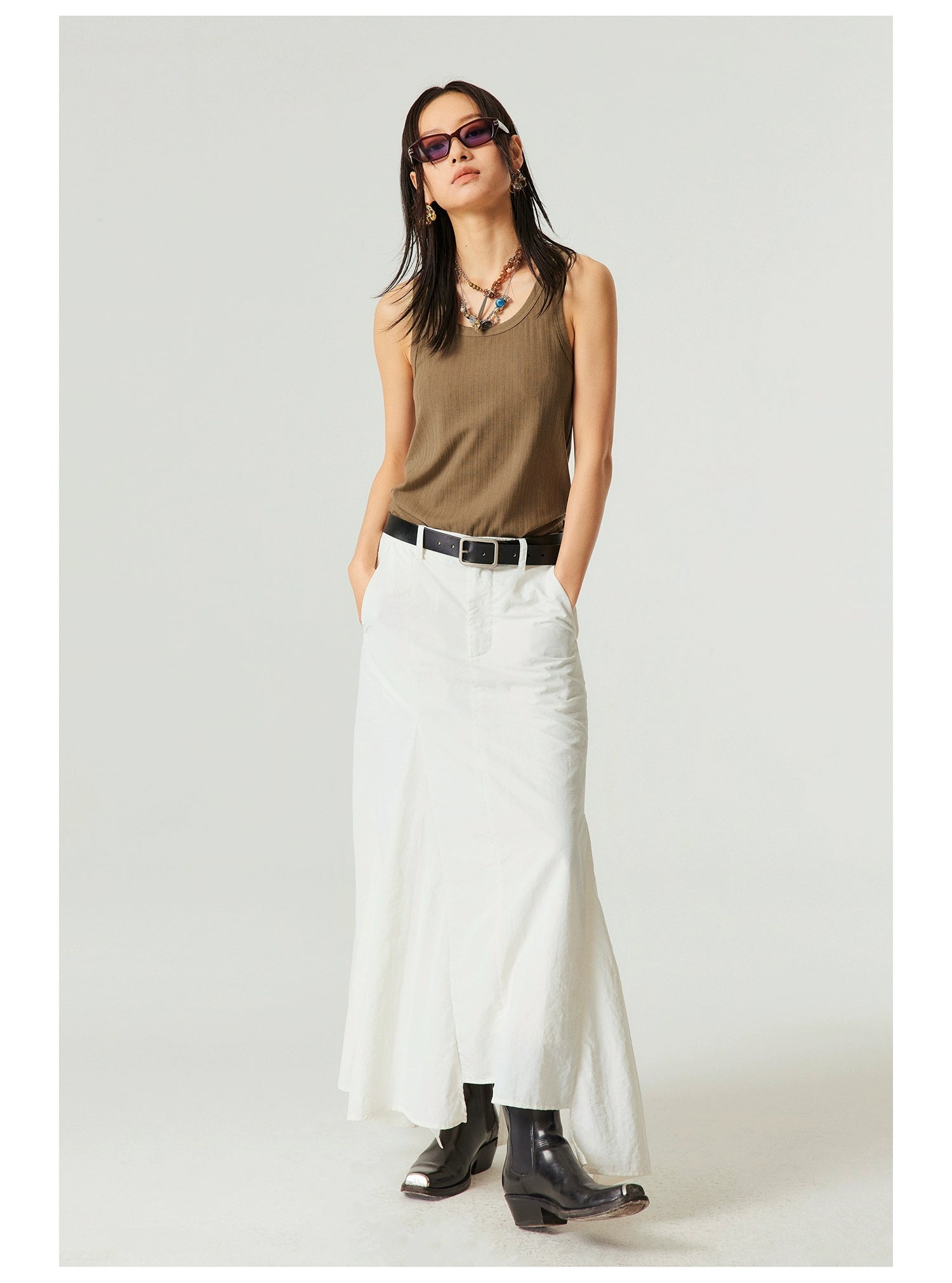Relaxed Flared Maxi Skirt