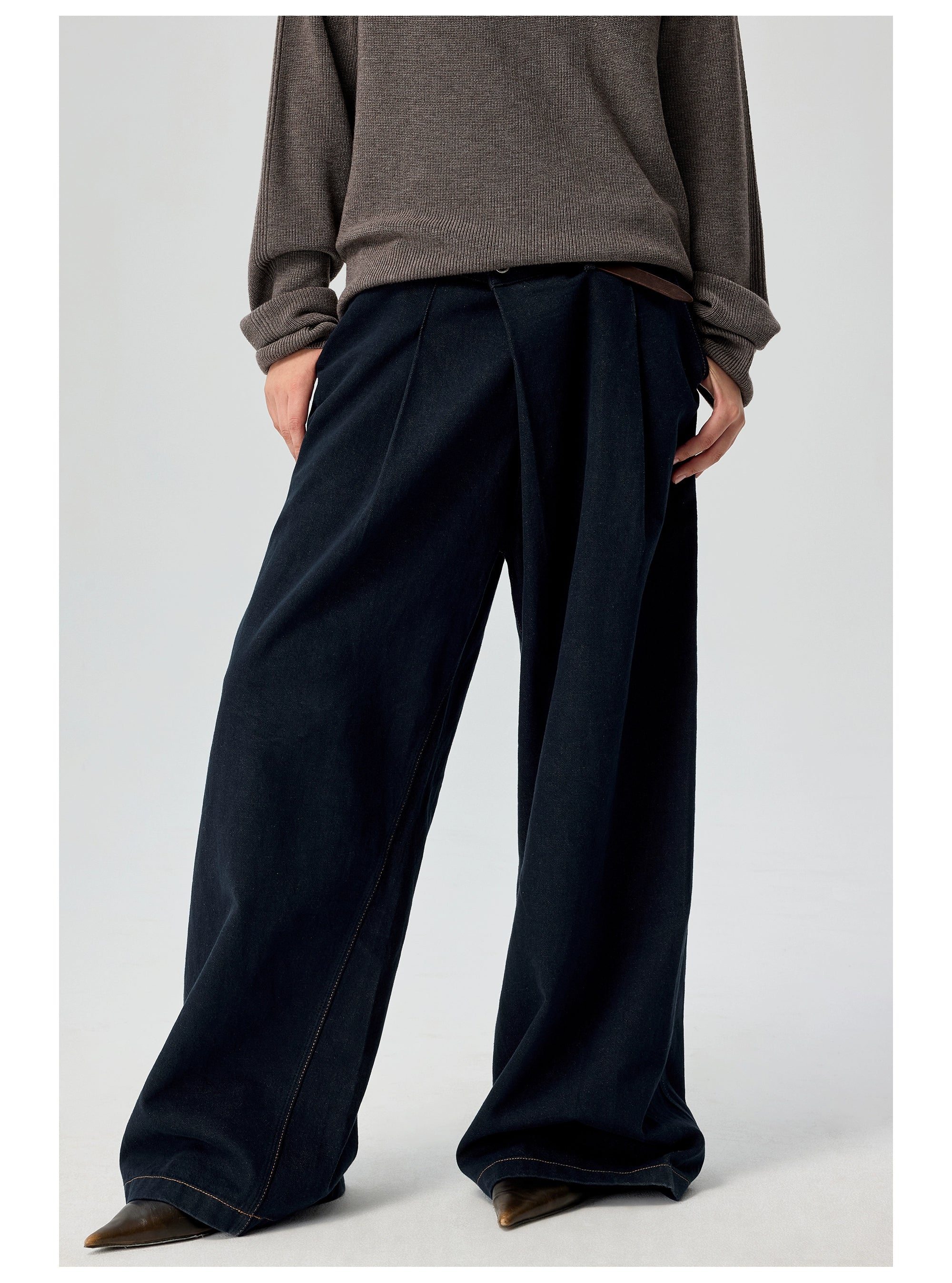 Deep Blue Wide Leg Denim Pants