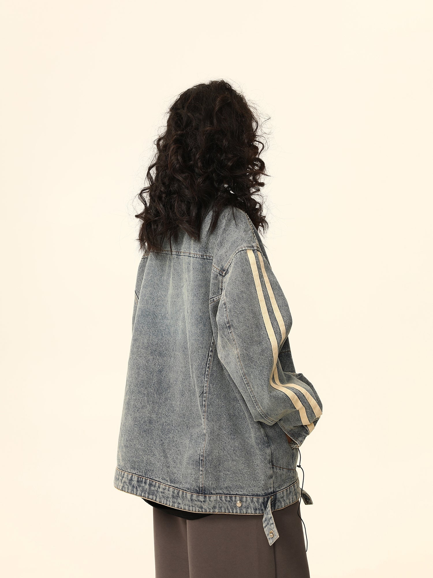 Vintage-Style Oversized Washed Denim Jacket